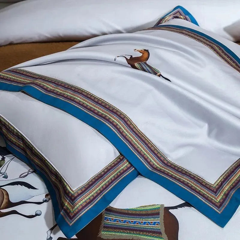 1500TC Egyptian Cotton Horse Race 4Pcs Duvet Cover Set - 图片 11