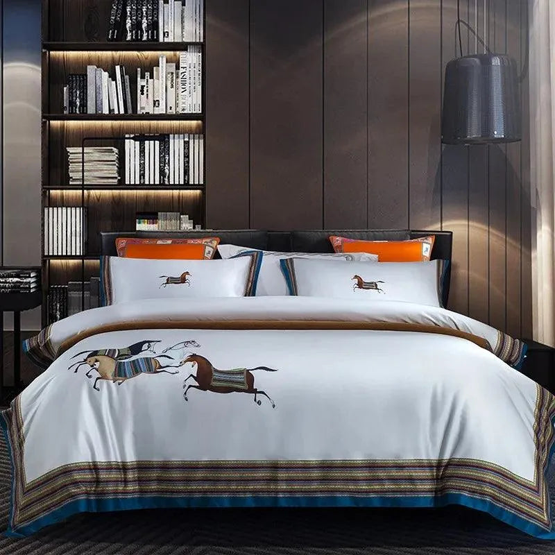 1500TC Egyptian Cotton Horse Race 4Pcs Duvet Cover Set