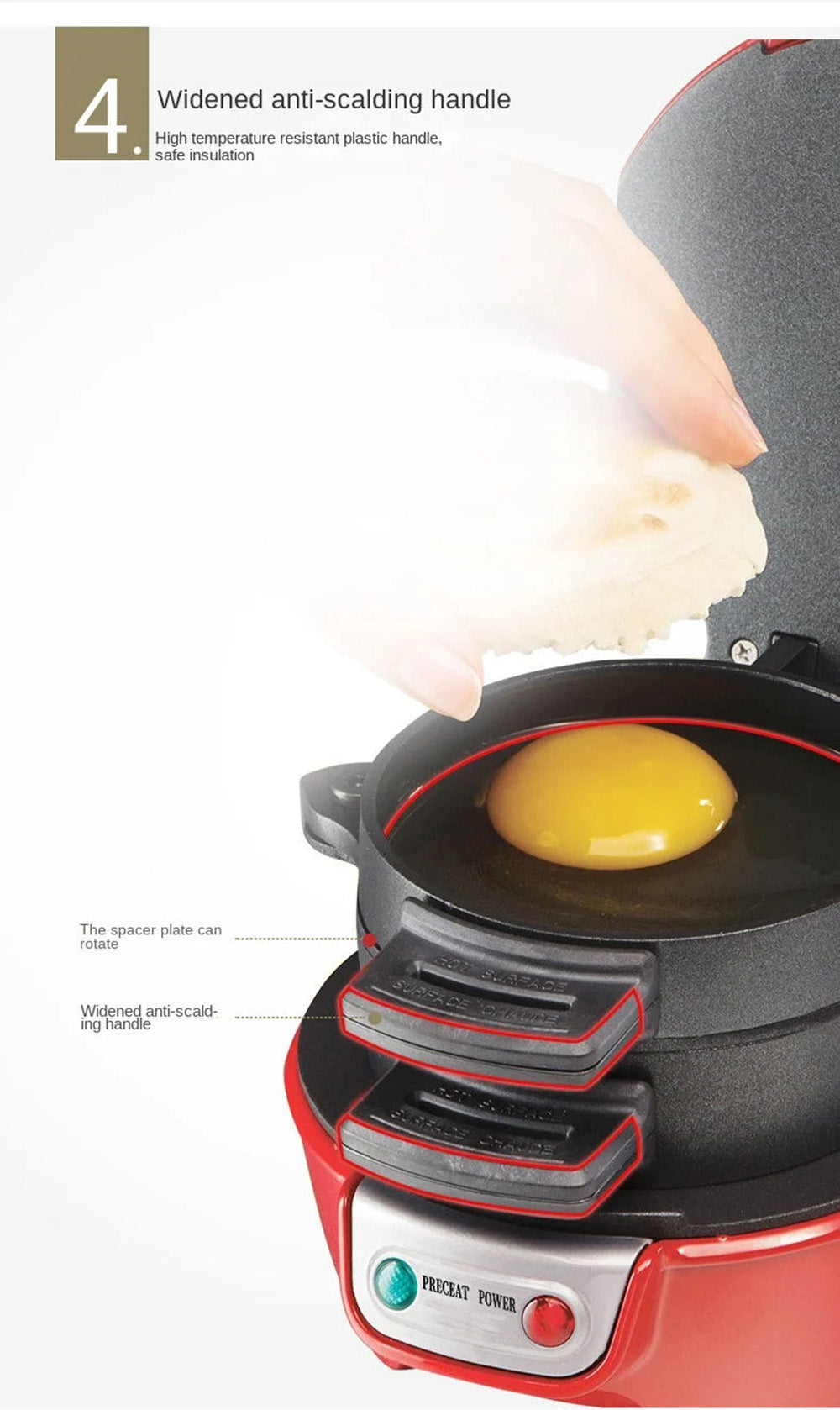 110V Sandwich & Hamburger Maker with Egg Toaster - 图片 4