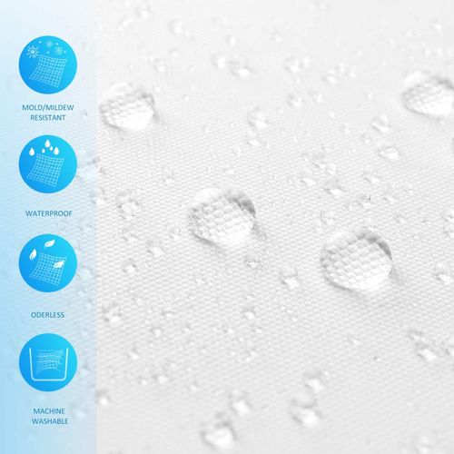 Shower curtain 100% polyester - 180 x 200cm White - 图片 2