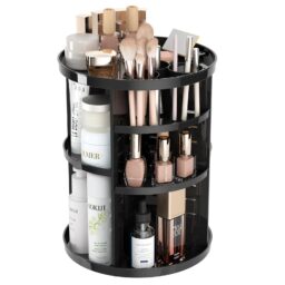 Black Rotating Makeup Organizer for Vanity