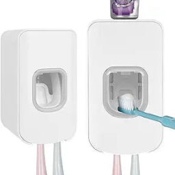 2 Slot Toothbrush Holder and Toothpaste Dispenser