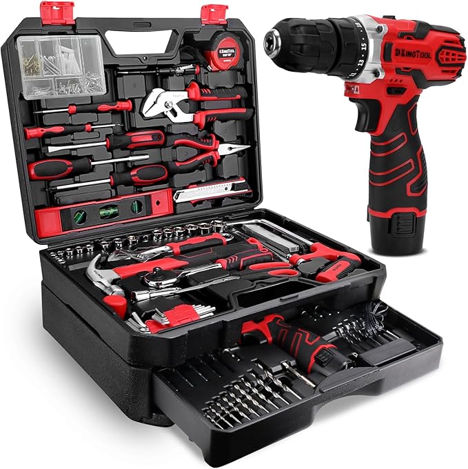 276 Piece Tool Set - Tool Set with 12V Cordless Drill Driver Tool Box Organizer with Drawer, Drill Bit Set is perfect for homeowners, DIY enthusiasts and handymen