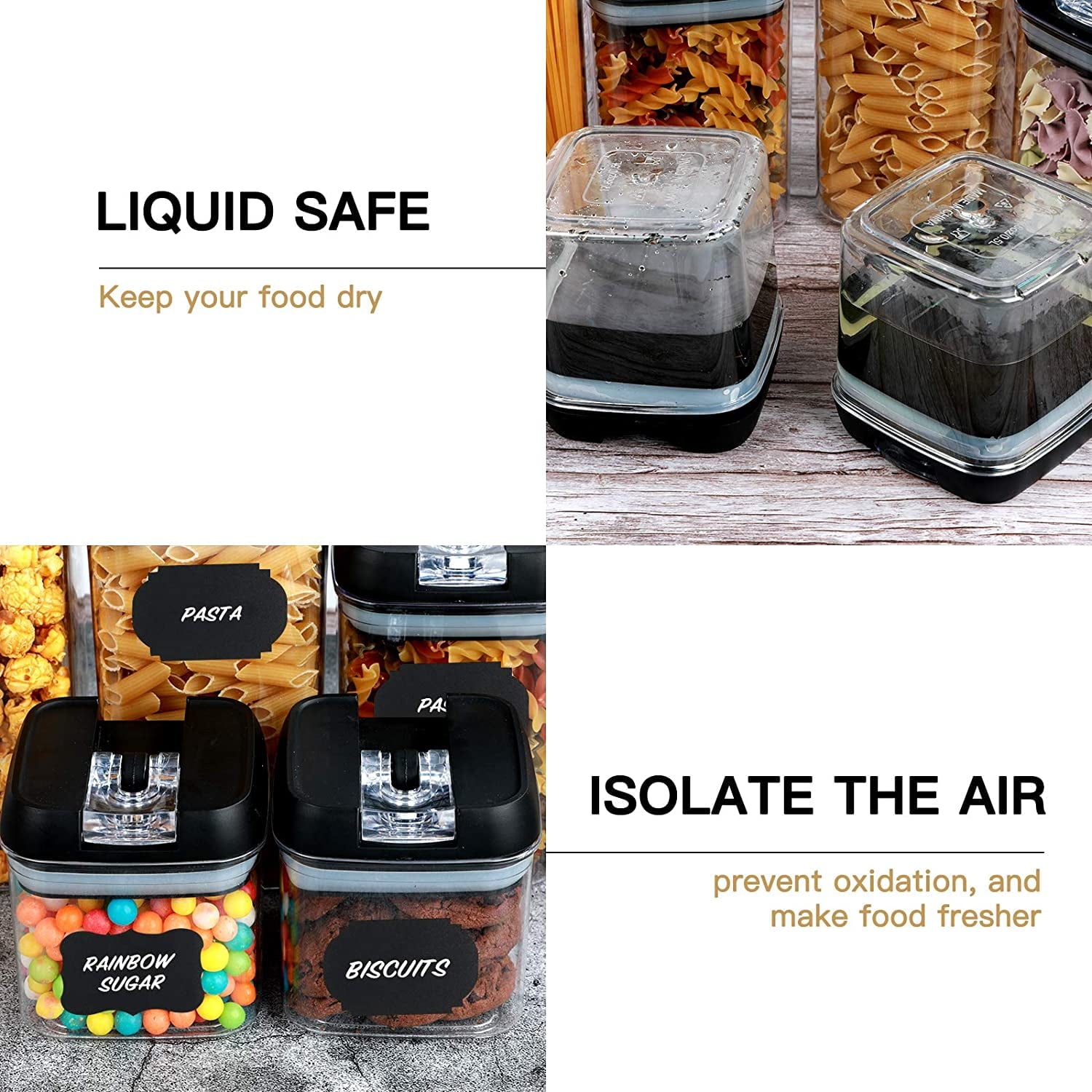 7 Pieces Airtight Food Storage Container Set Kitchen Organization Containers with 8 Labels & Chalk Marker BPA Free Clear Plastic Kitchen and Pantry Organization Containers - 图片 4