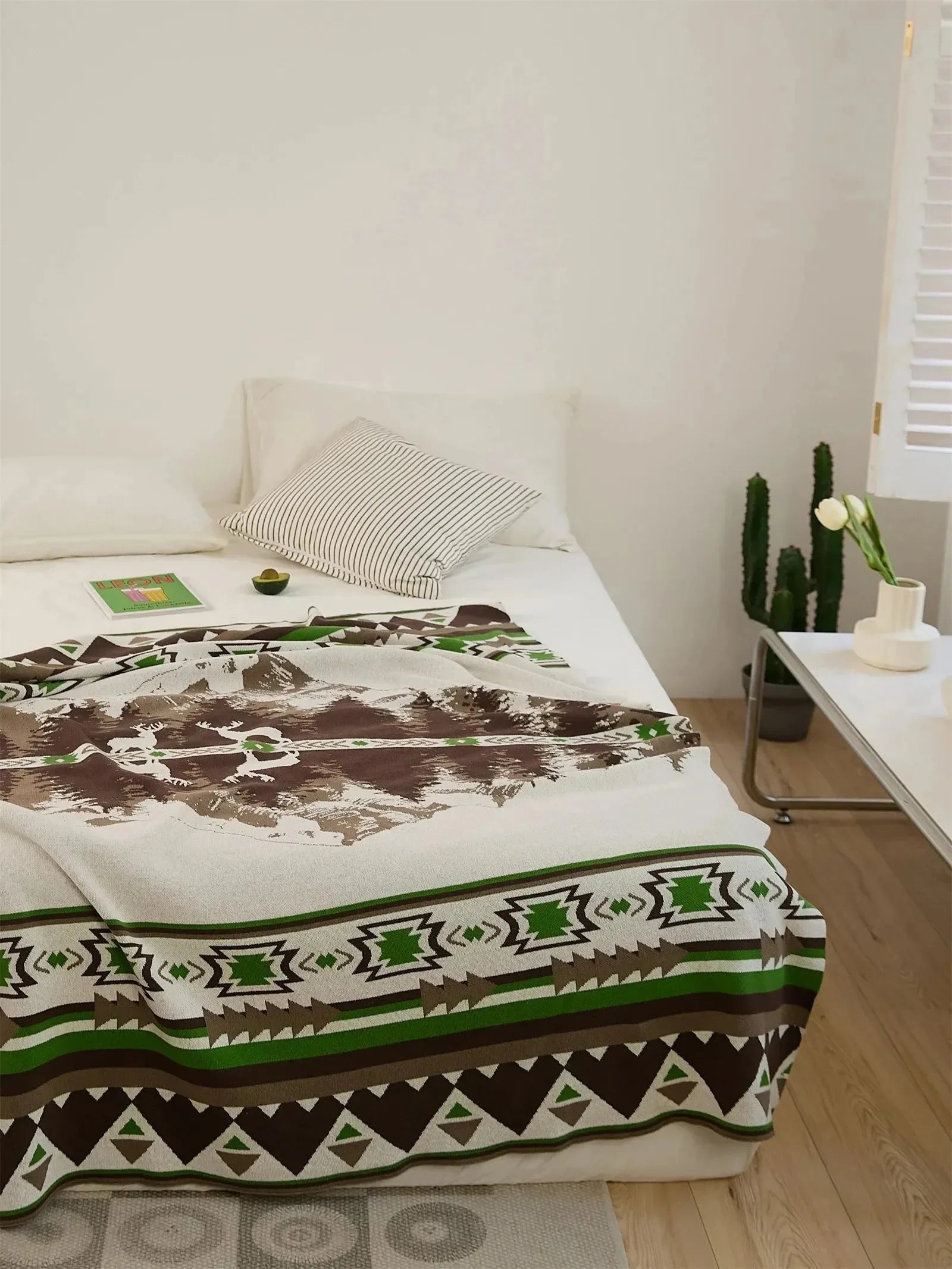 Elk Peace Mountain Cotton Throw Blanket - 图片 11