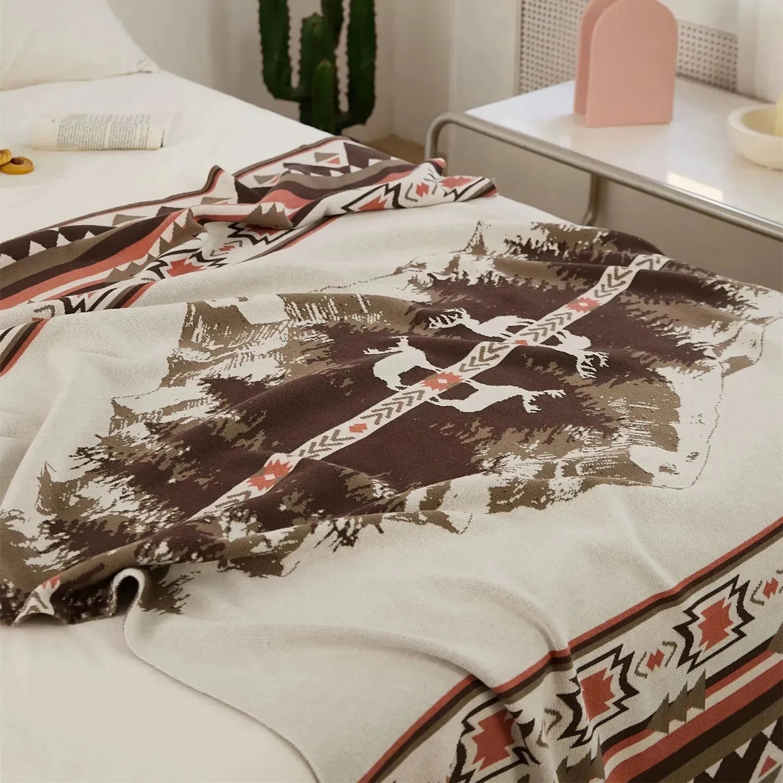 Elk Peace Mountain Cotton Throw Blanket - 图片 19