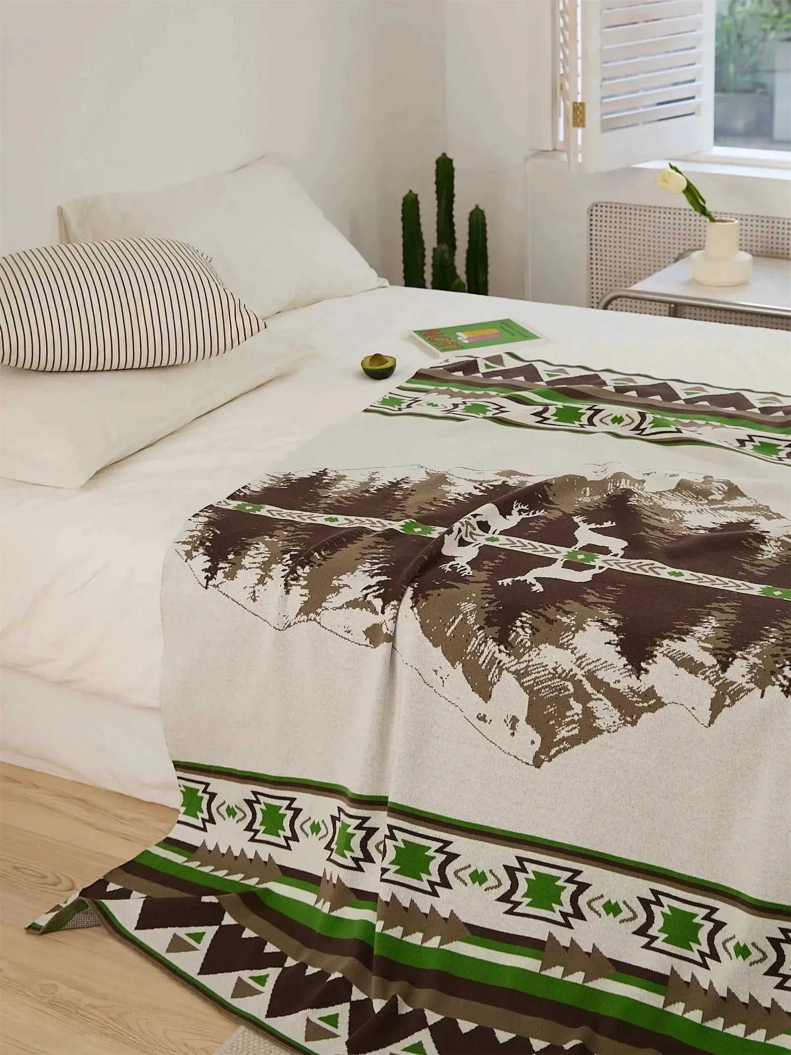 Elk Peace Mountain Cotton Throw Blanket - 图片 10