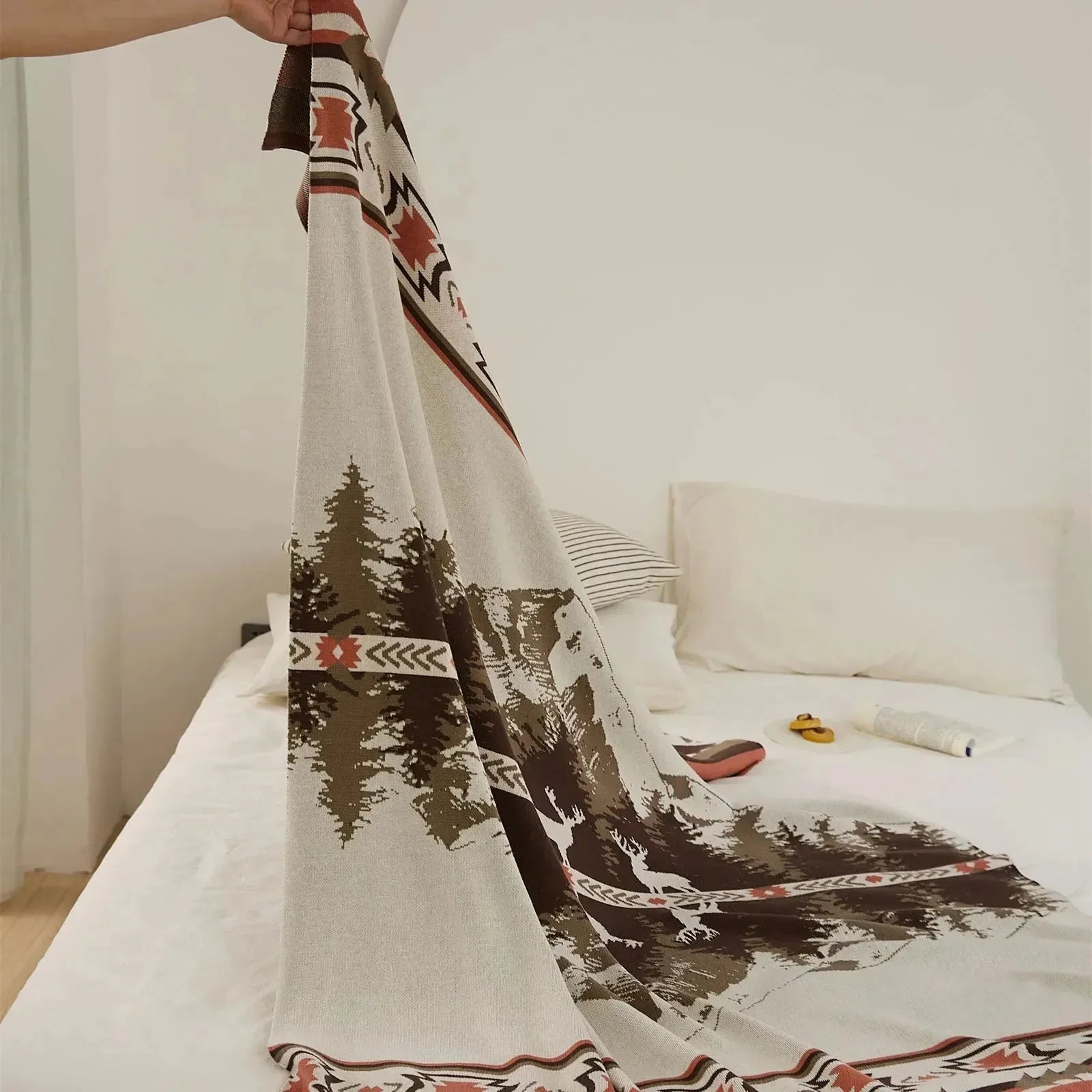 Elk Peace Mountain Cotton Throw Blanket - 图片 7
