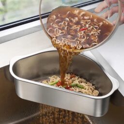 Stainless Steel Corner Sink Strainer Basket – No Drilling Needed