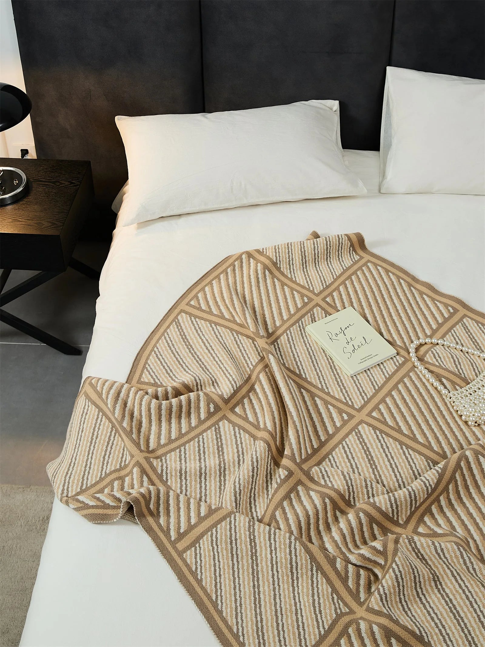 Luxury Boxed Striped Cotton Throw Blanket - 图片 24