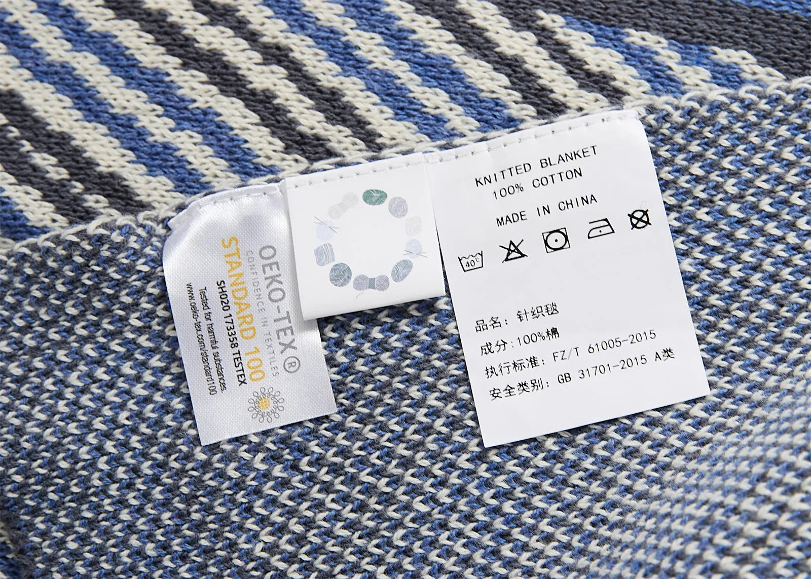 Luxury Boxed Striped Cotton Throw Blanket - 图片 4