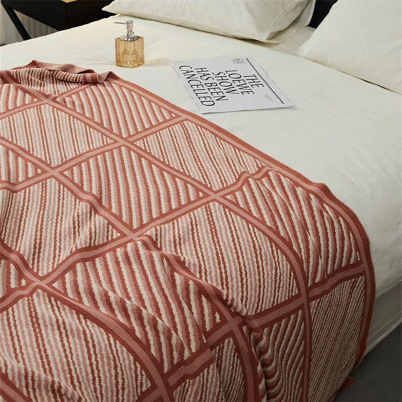 Luxury Boxed Striped Cotton Throw Blanket - 图片 28