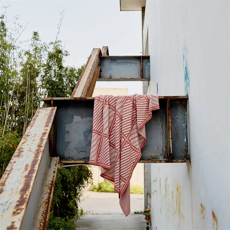 Luxury Boxed Striped Cotton Throw Blanket - 图片 27