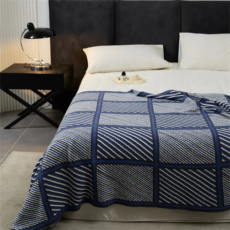 Luxury Boxed Striped Cotton Throw Blanket - 图片 26