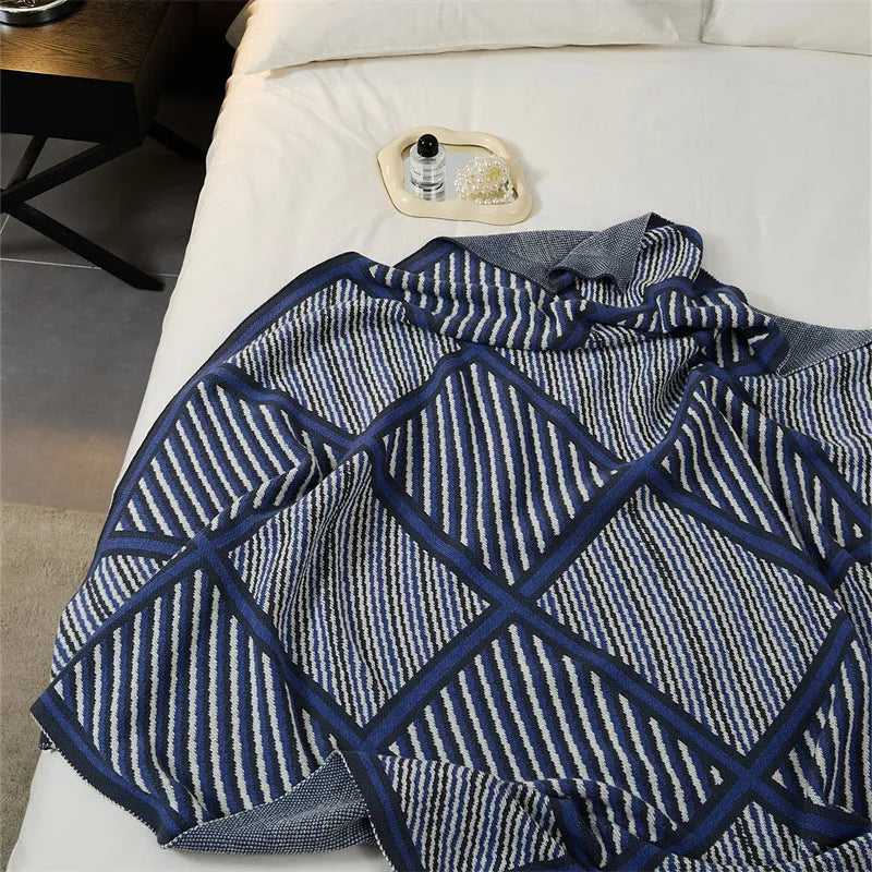 Luxury Boxed Striped Cotton Throw Blanket - 图片 15