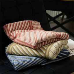 Luxury Boxed Striped Cotton Throw Blanket