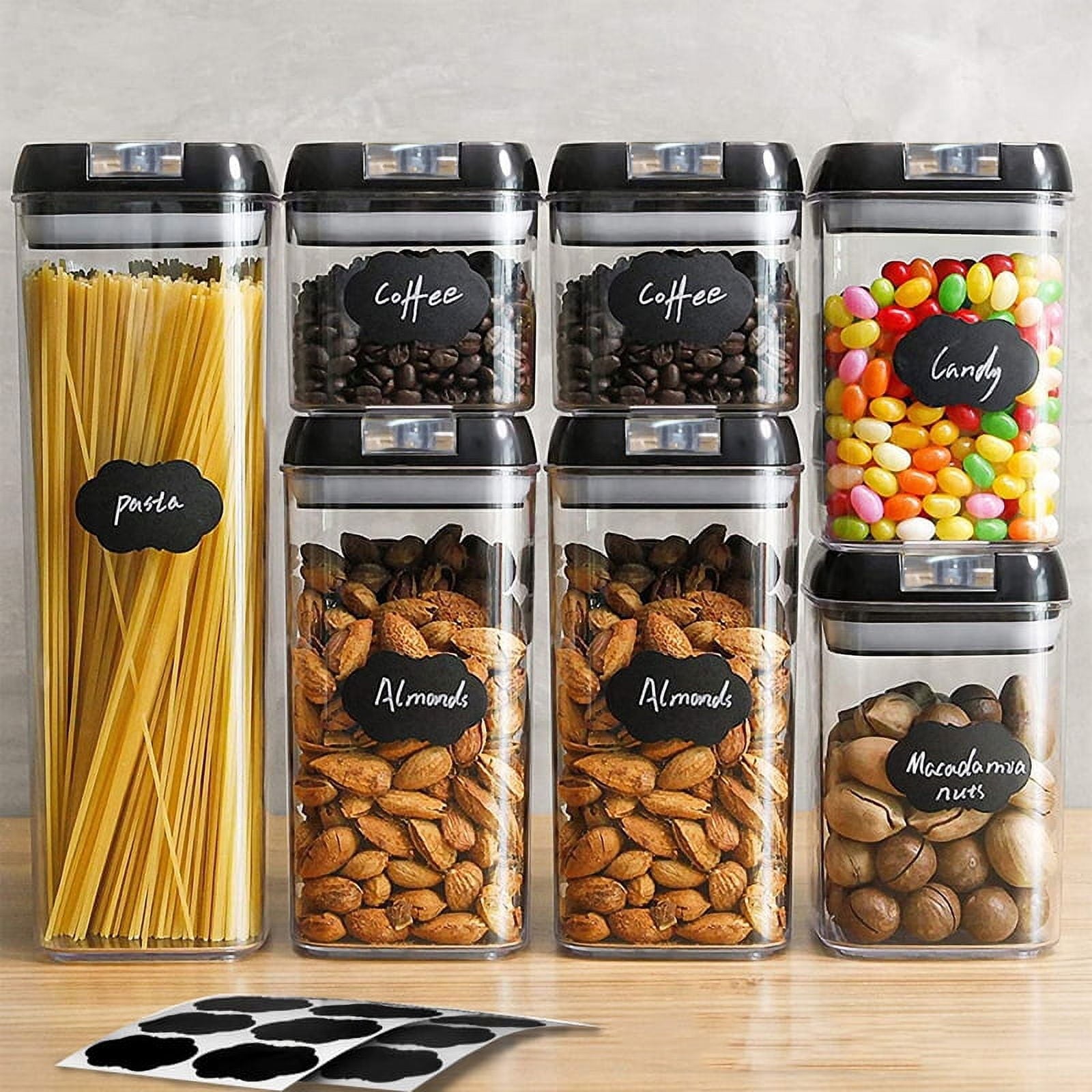 7 Pieces Airtight Food Storage Container Set Kitchen Organization Containers with 8 Labels & Chalk Marker BPA Free Clear Plastic Kitchen and Pantry Organization Containers - 图片 2