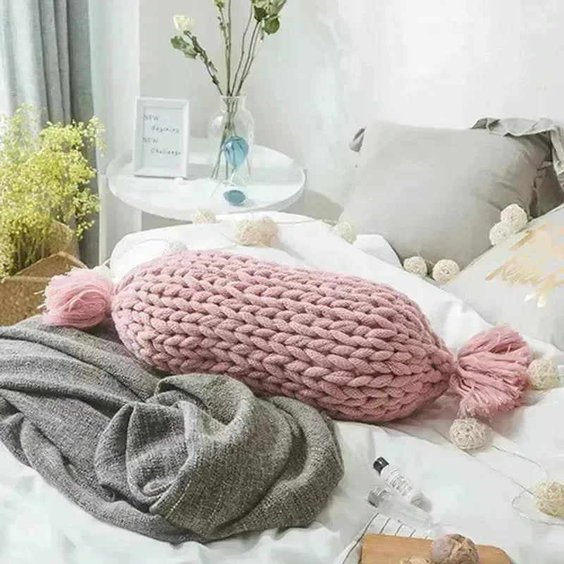 Candy Shape Chunky Knit Throw Pillow - 图片 8