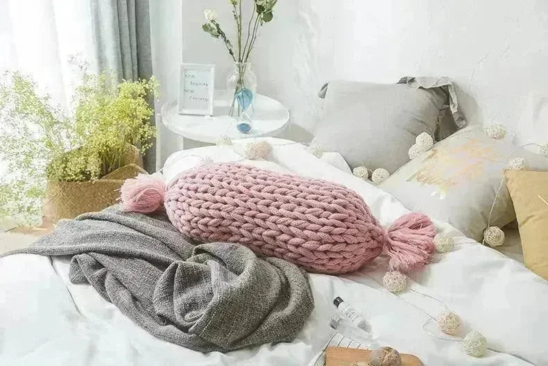 Candy Shape Chunky Knit Throw Pillow - 图片 6