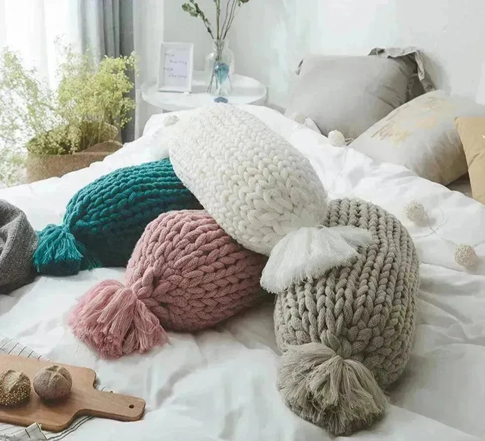 Candy Shape Chunky Knit Throw Pillow