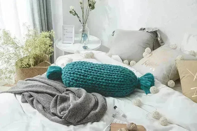 Candy Shape Chunky Knit Throw Pillow - 图片 4
