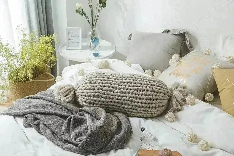 Candy Shape Chunky Knit Throw Pillow - 图片 7