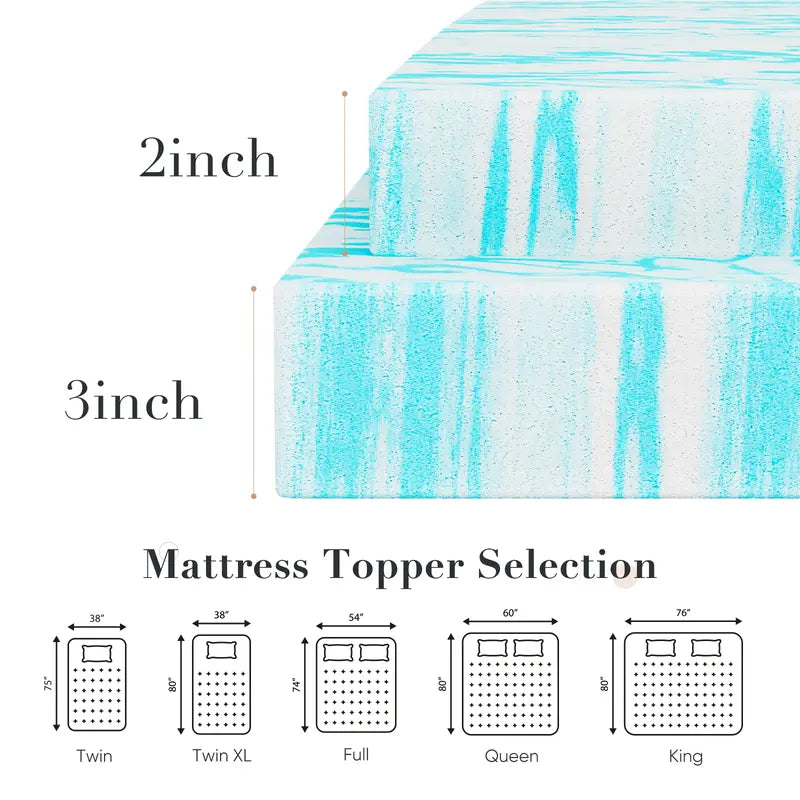 Sweetcrispy Home Furniture Mattress Topper Full Gel Memory Foam Mattress Topper Full Size for Back Pain, Certipur-Us Certified, Blue - 图片 8