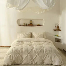 Earthly Elegance Pleated Cotton-Linen Duvet Cover Set