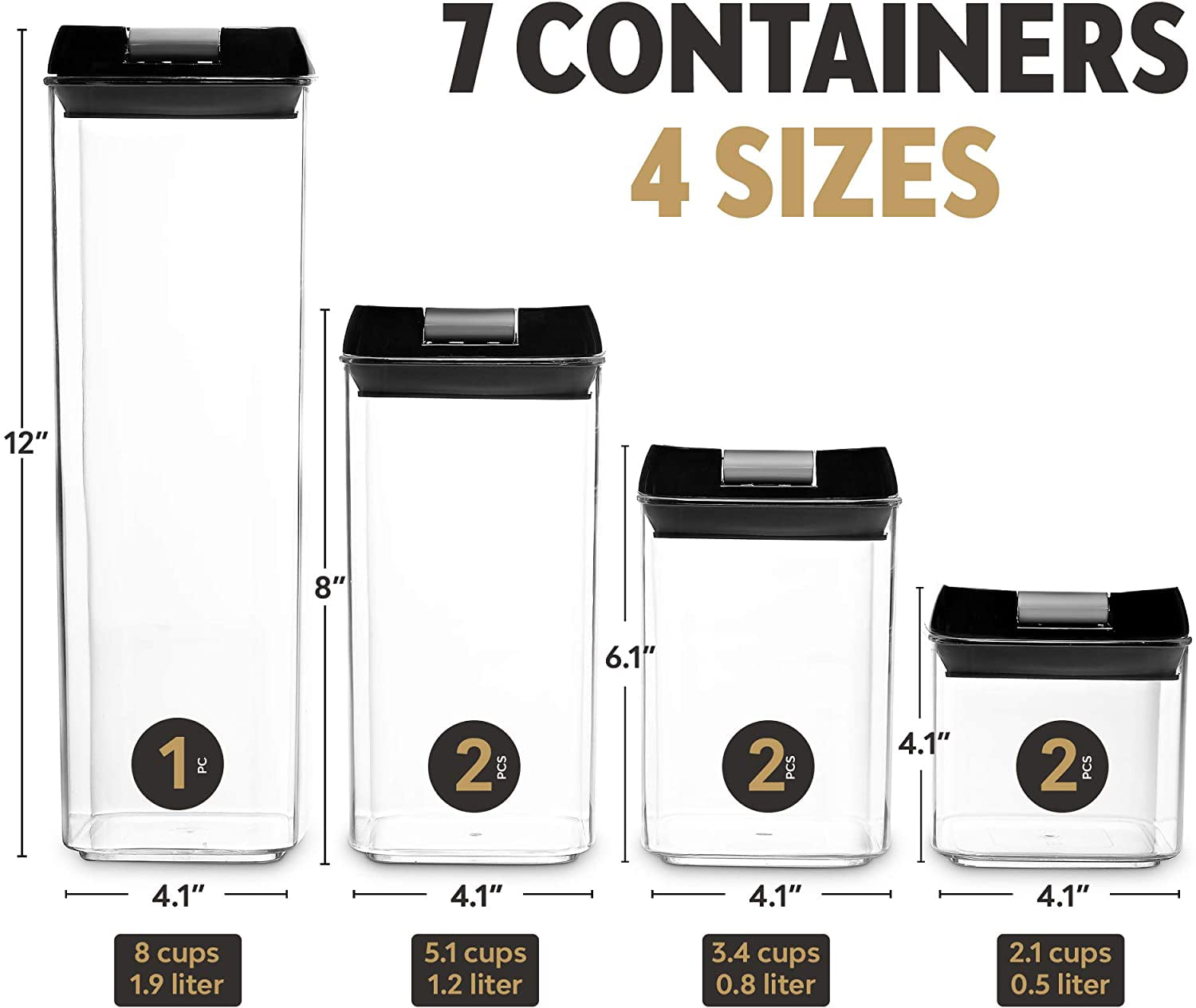 7 Pieces Airtight Food Storage Container Set Kitchen Organization Containers with 8 Labels & Chalk Marker BPA Free Clear Plastic Kitchen and Pantry Organization Containers - 图片 7
