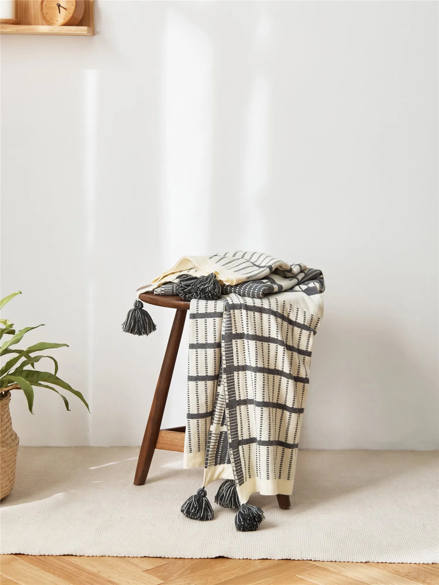 Vintage Bloom Pom Pom Cotton Throw Blanket - 图片 5