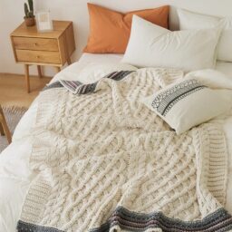 Threaded Embrace Knitted Acrylic Throw Blanket