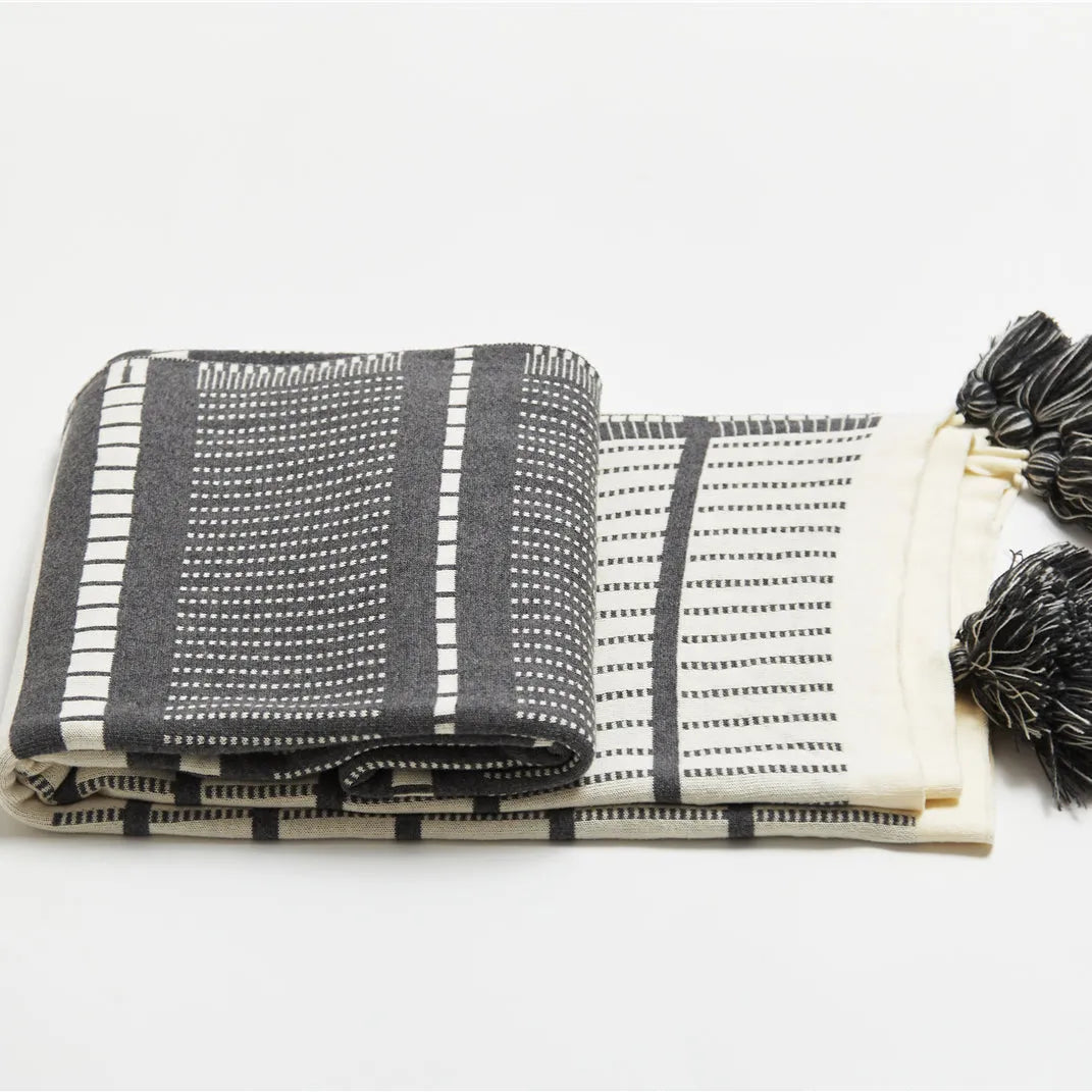 Vintage Bloom Pom Pom Cotton Throw Blanket - 图片 10