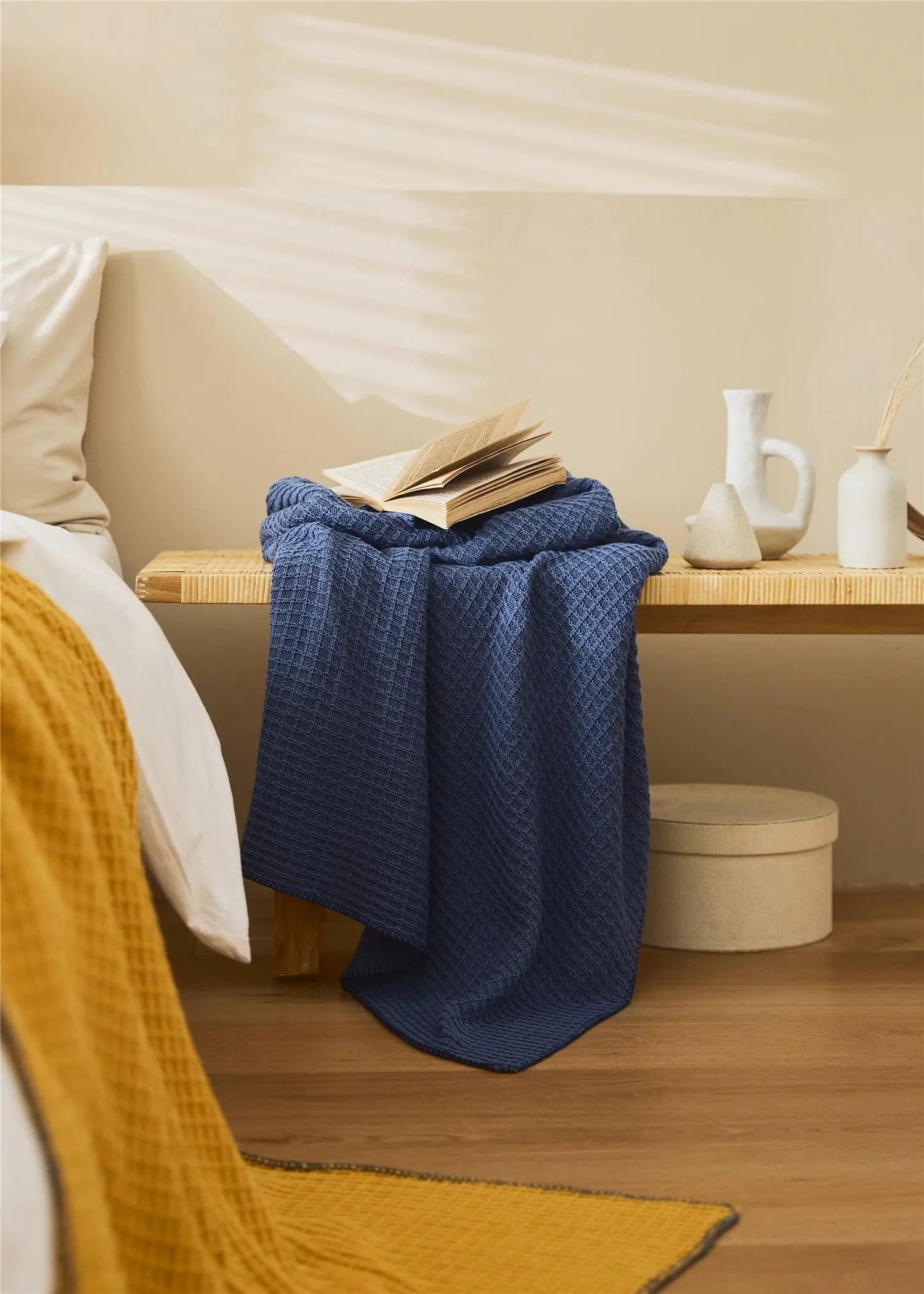 Knitted Cotton Sherpa Throw Blanket - 图片 10