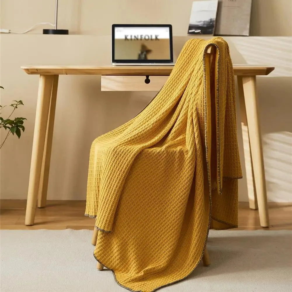 Knitted Cotton Sherpa Throw Blanket - 图片 19