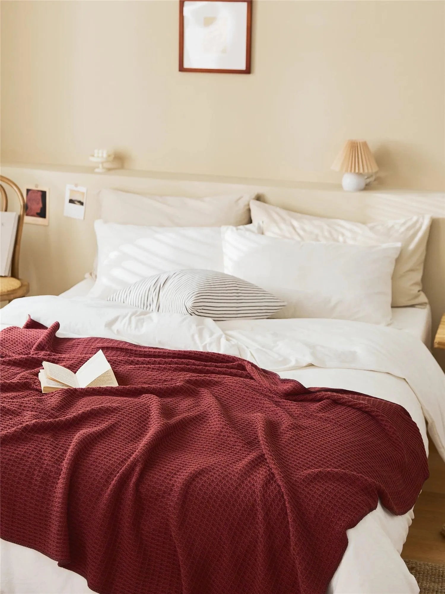 Knitted Cotton Sherpa Throw Blanket - 图片 9