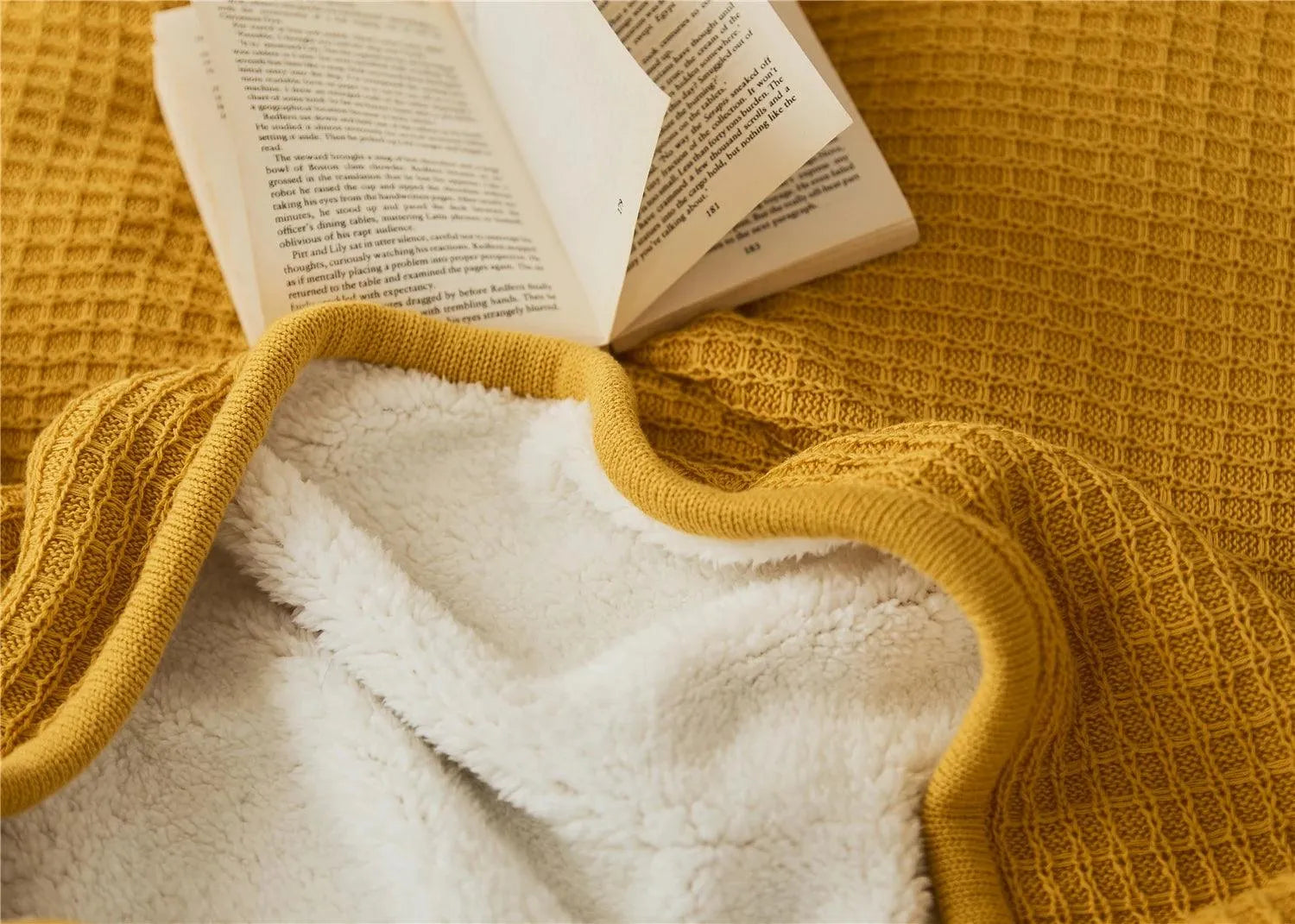 Knitted Cotton Sherpa Throw Blanket - 图片 7