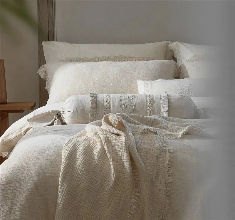 Meadow Breeze Cotton-Linen Duvet Cover Set - 图片 18