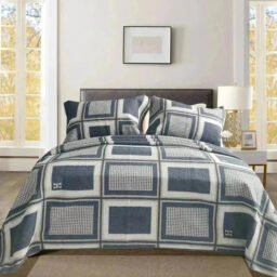 Quilted houndstooth Reversible Coverlet Set