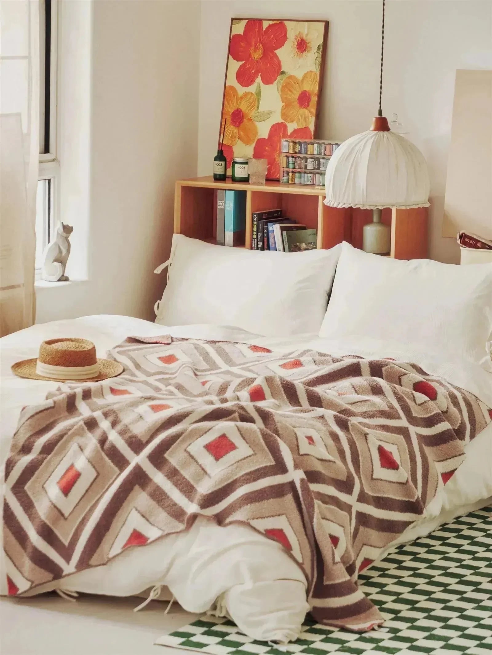 Red Boxed Harmony Throw Blanket - 图片 3