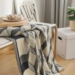 Sleek Three-Dimensional Plaid Cotton Throw Blanket