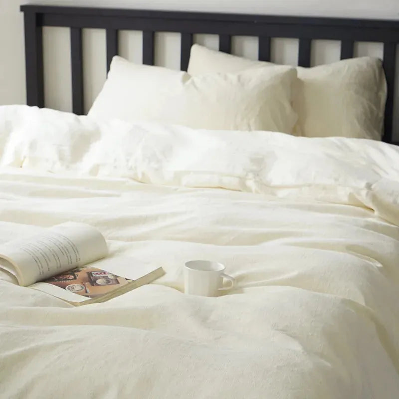 Texture Cotton Linen Blend Duvet Cover Set - 图片 29