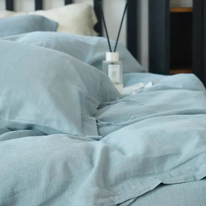 Texture Cotton Linen Blend Duvet Cover Set - 图片 12