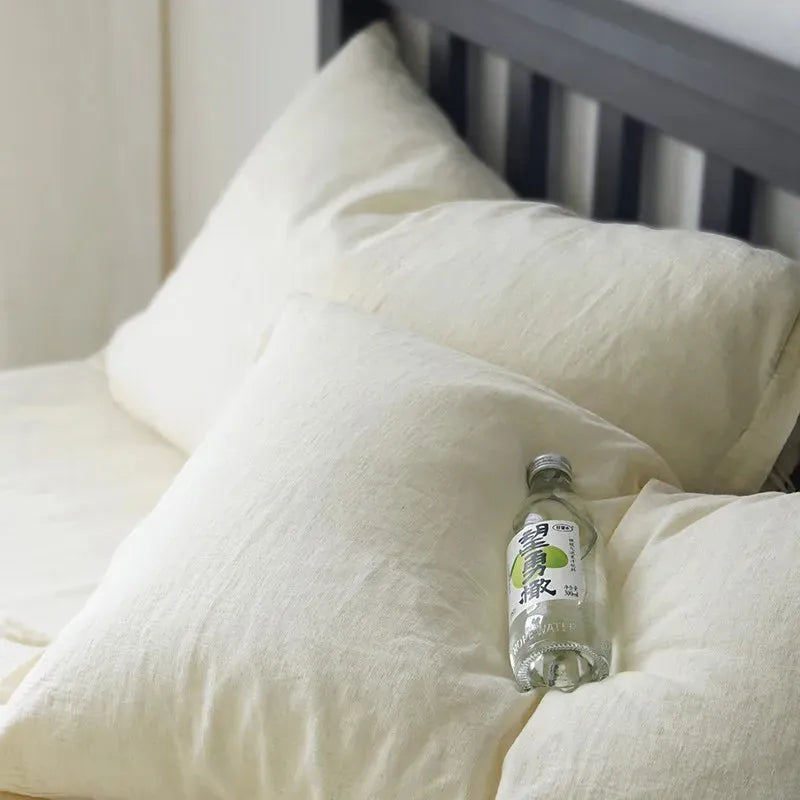 Texture Cotton Linen Blend Duvet Cover Set - 图片 18