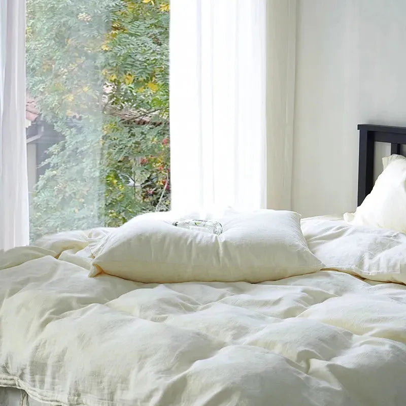 Texture Cotton Linen Blend Duvet Cover Set - 图片 23