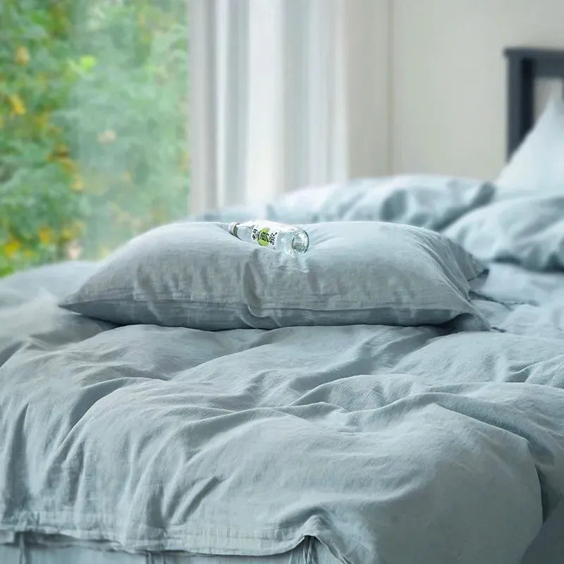 Texture Cotton Linen Blend Duvet Cover Set - 图片 14