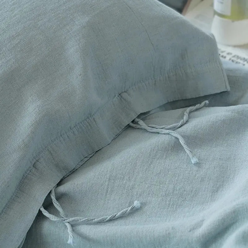 Texture Cotton Linen Blend Duvet Cover Set - 图片 5