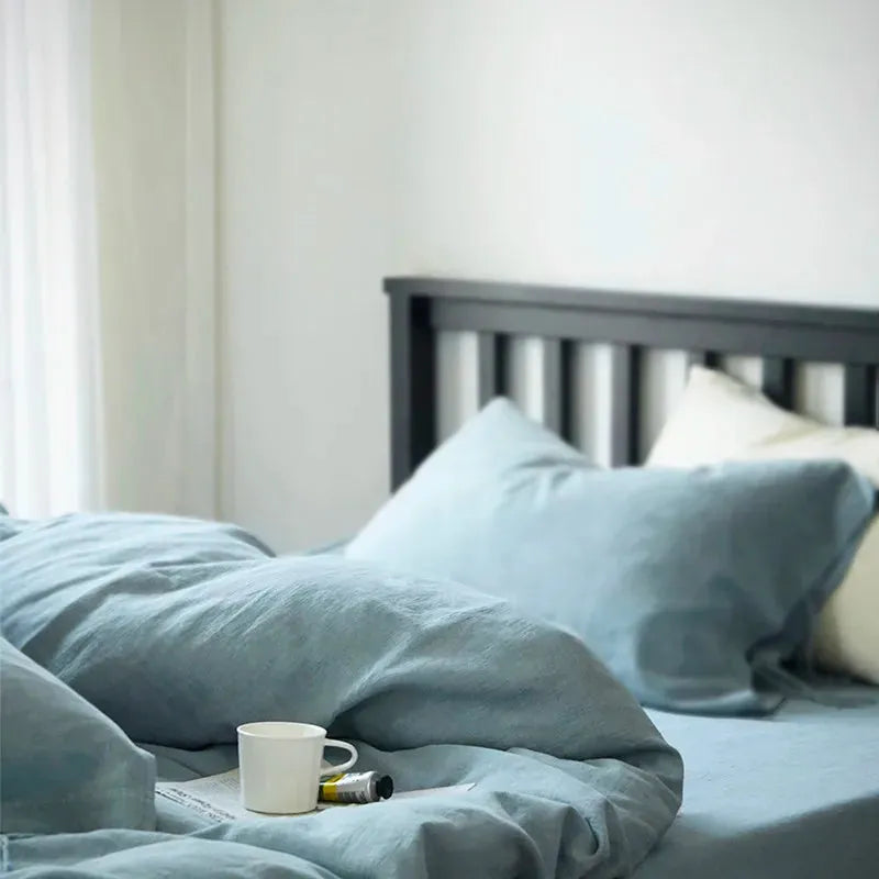 Texture Cotton Linen Blend Duvet Cover Set - 图片 10