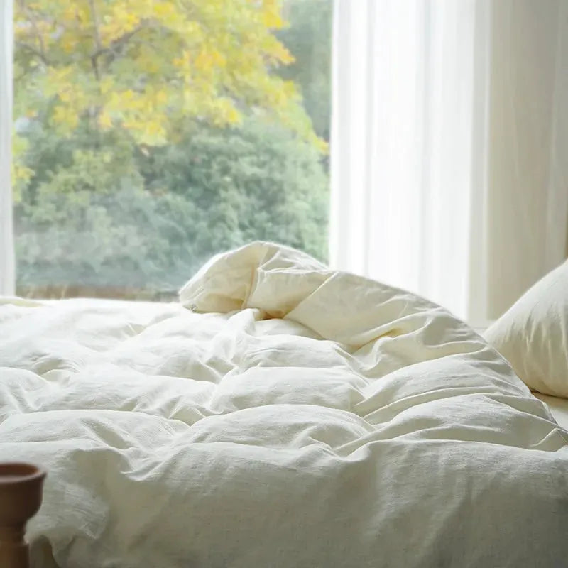 Texture Cotton Linen Blend Duvet Cover Set - 图片 22