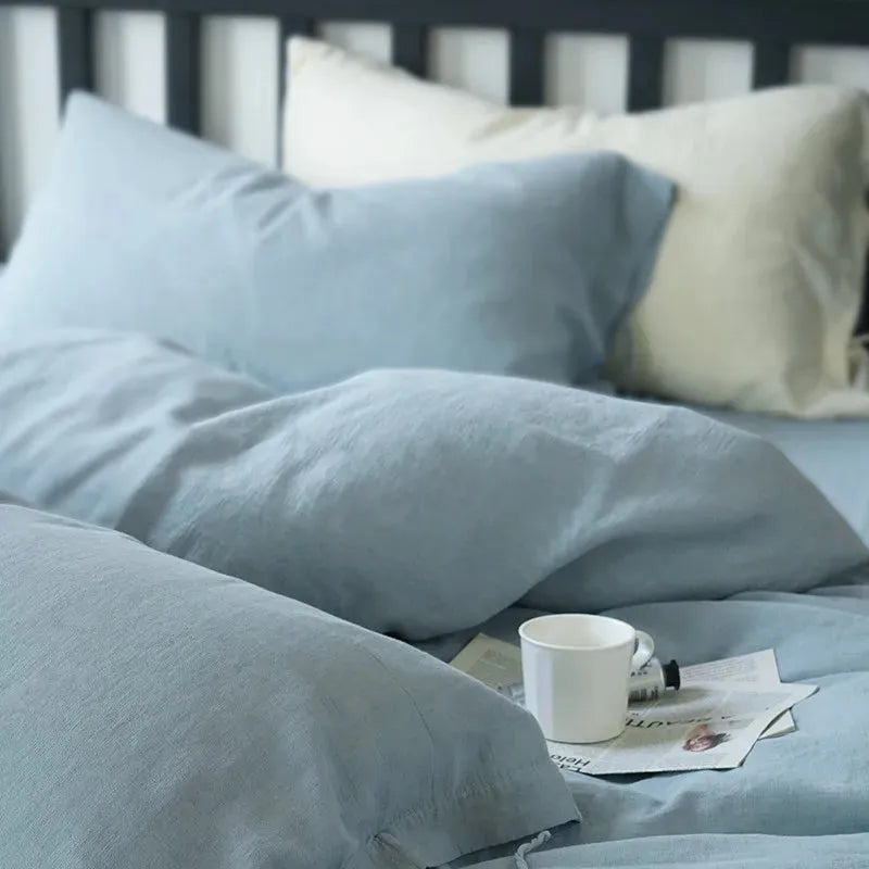 Texture Cotton Linen Blend Duvet Cover Set - 图片 9