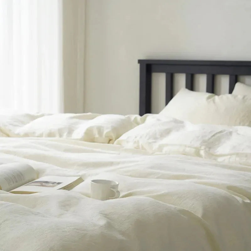 Texture Cotton Linen Blend Duvet Cover Set - 图片 21